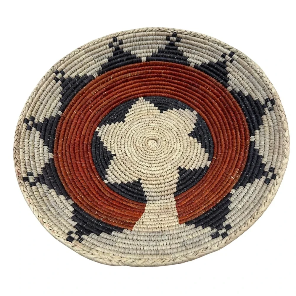 Hand Woven Coiled Basket Bowl 13.5